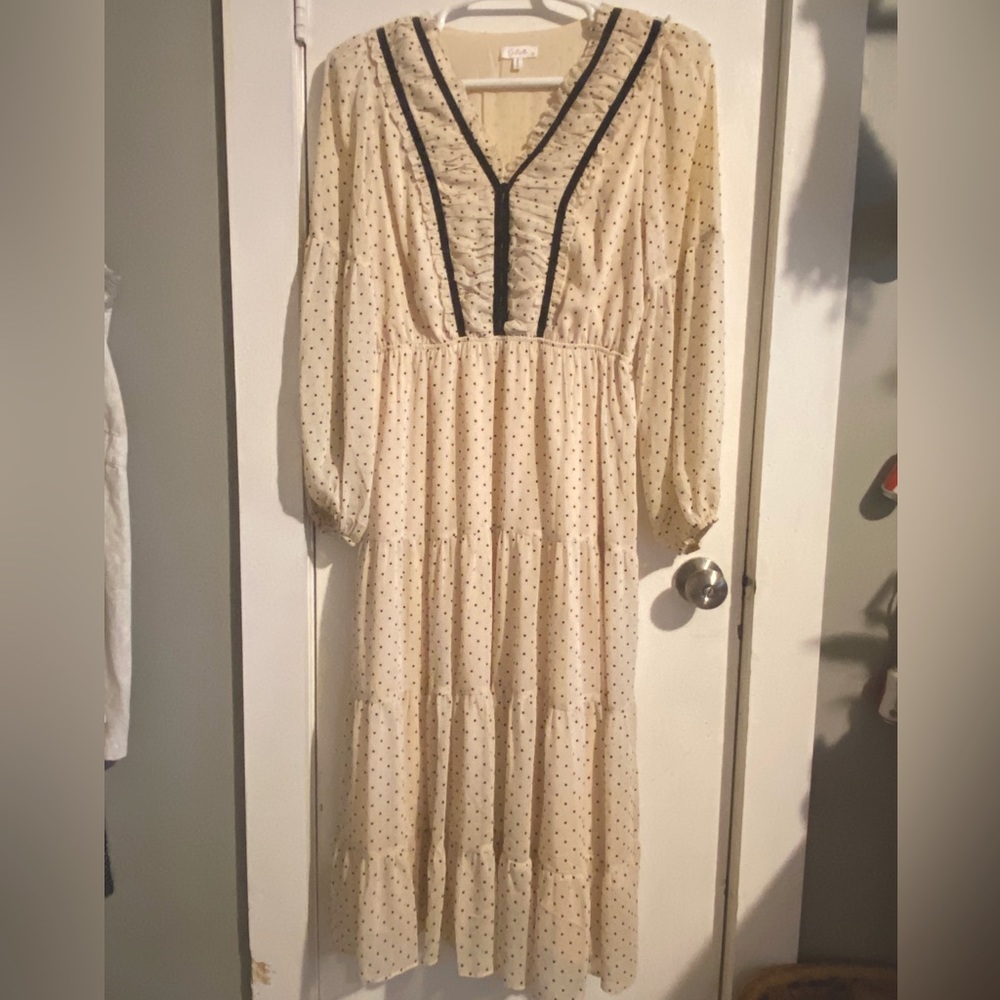 Cream polka dot Colita dress size L